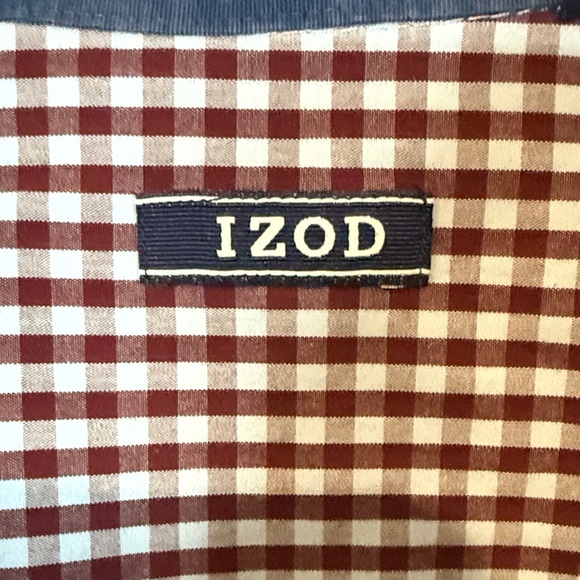 Izod Men's Blue and White Gingham Button Down Shirt - Picture 2 of 10
